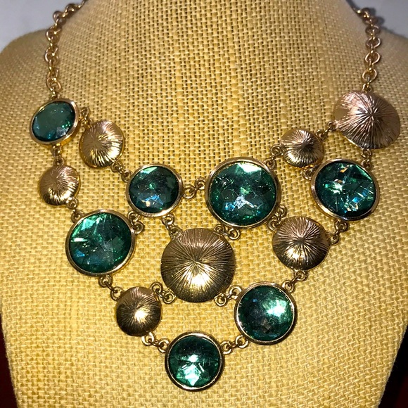 Jewelry - Teal & gold circle Chick necklace